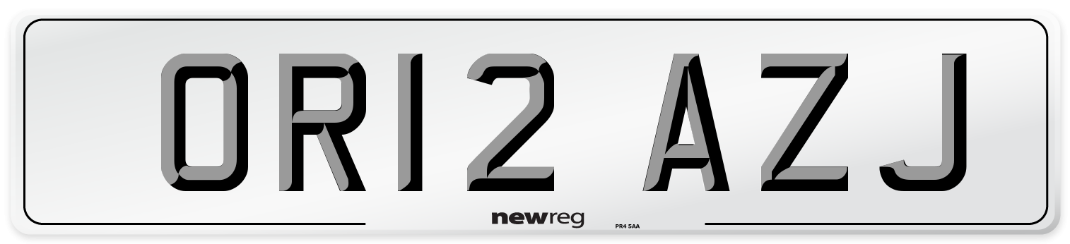 OR12 AZJ Number Plate from New Reg